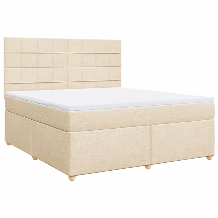 Giroletto a Molle con Materasso Crema 180x200 cm in Tessuto