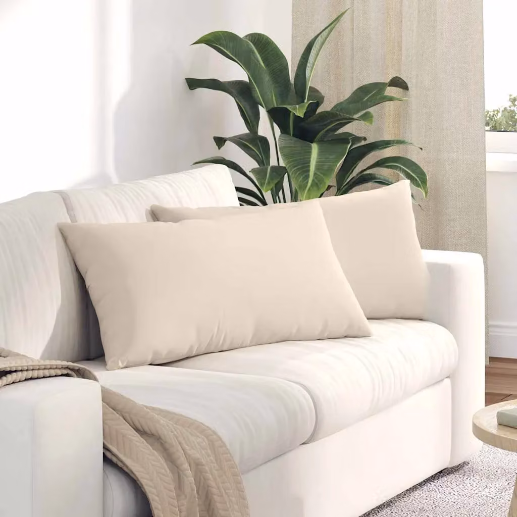 Set di 2 cuscini da divano vidaXL in tessuto beige con fodera rimovibile, L 80 cm x P 40 cm