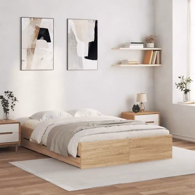 Giroletto Cassetti-Struttura Letto con contenitore Rovere Sonoma 120x190 cm Legno Multistrato 588119