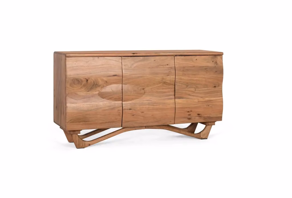 Credenza moderna in legno di acacia marrone opaco Giner Y Colomer L: 140 cm – 2