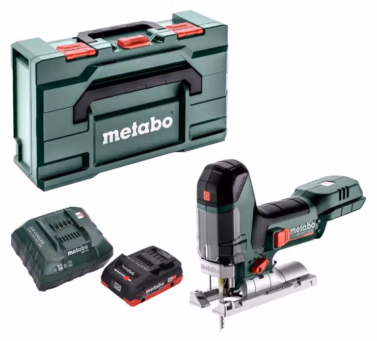 Metabo ST 18 LT 130 BL seghetto alternativo a batteria 18 V 130 mm senza spazzole + 1x batteria LiHD 4,0 Ah + caricatore + metabox