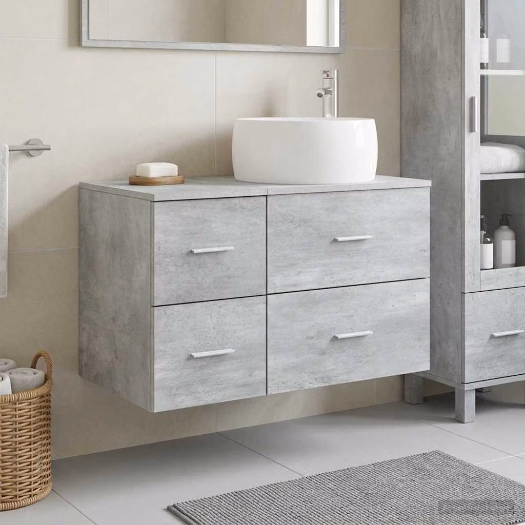 Set di mobili per il bagno vidaXL composto da mobile sottolavabo e pensile, design minimalista, colore grigio, L/P/H: 80,0 x 44,5 x 49,5 cm e 80,0 x 36,55 x 44,5 cm