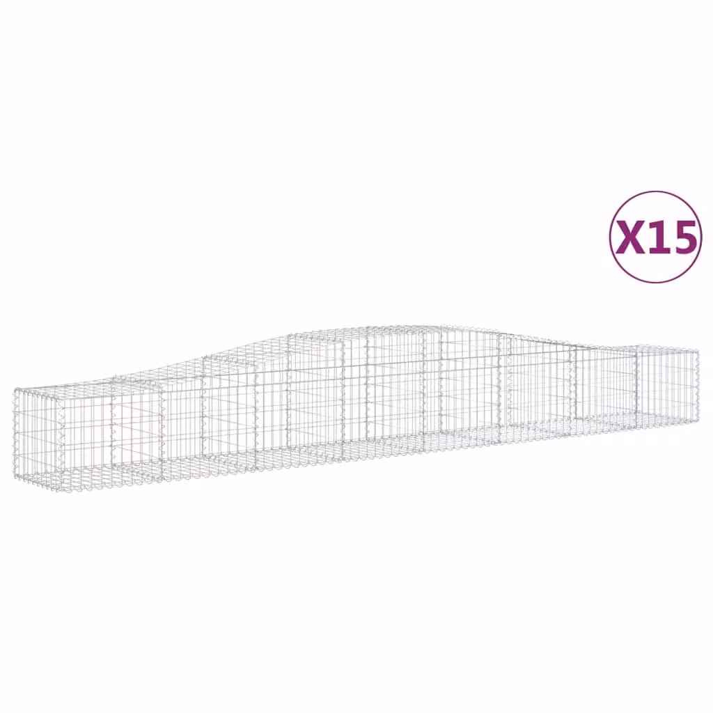 Cesti Gabbioni ad Arco 15 pz 400x50x40/60 cm Ferro Zincato