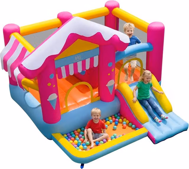 Castello gonfiabile per bambini per interno ed esterno con ostacolo scivolo, Casa gonfiabile per bambini 3-12 anni