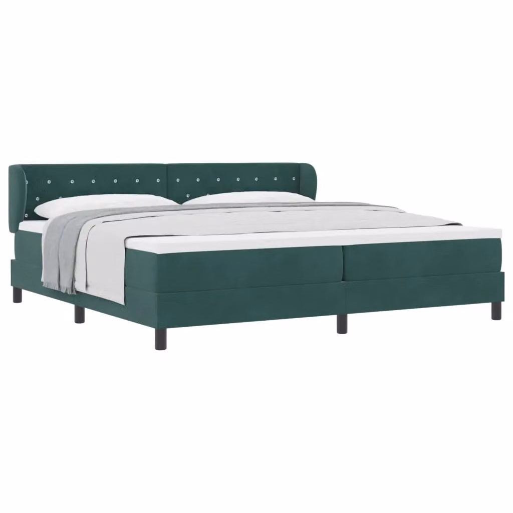 Letto a molle con materasso in velluto verde scuro vidaXL L/P/H: 200 x 200 x 88 cm – 2