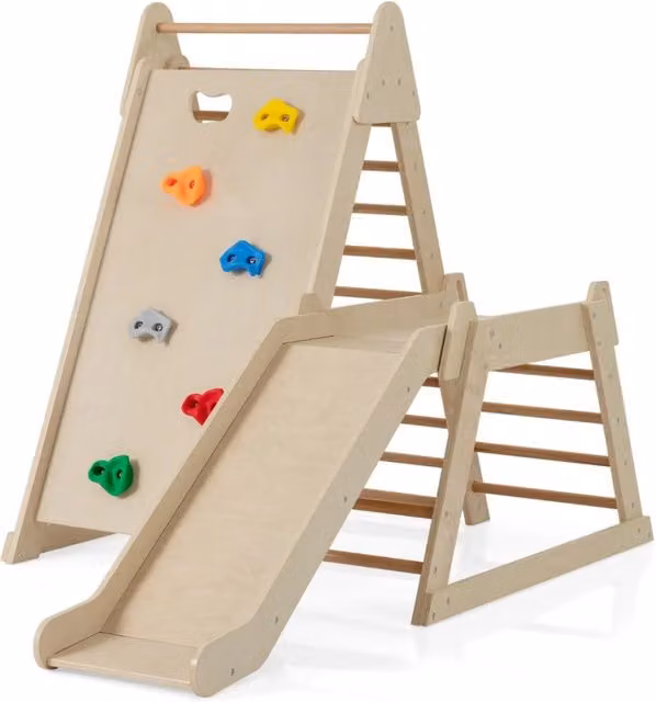 Struttura per arrampicata indoor in legno naturale marrone e multicolore L/P/H: 105 x 176,5 x 122,5 cm