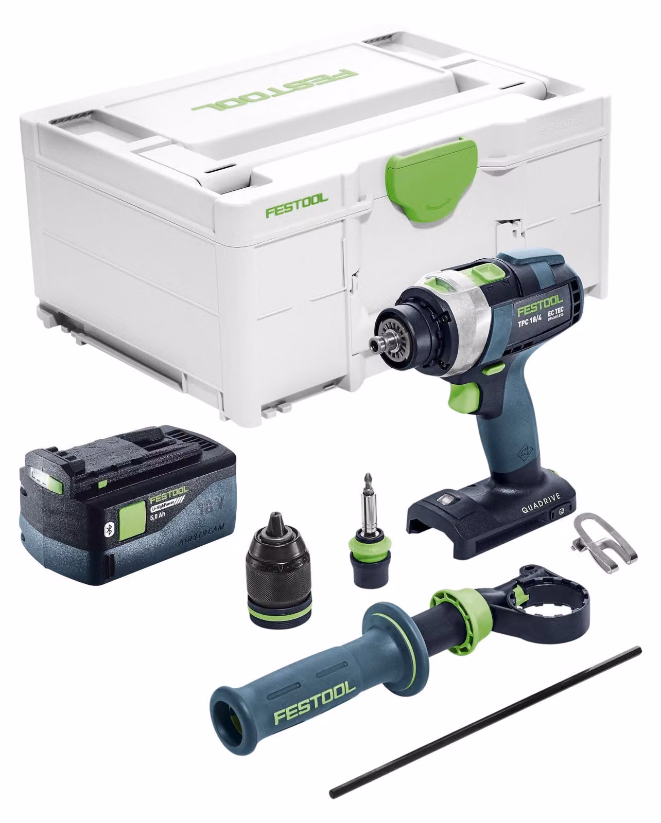 Trapano avvitatore a percussione a batteria Festool TPC 18/4-Basic 18 V 75 Nm Brushless + 1x batteria 5,0 Ah + Systainer - senza caricabatterie