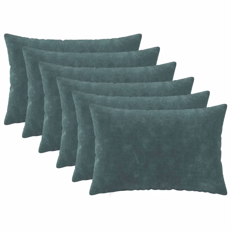 Set di 6 cuscini vidaXL HEERLEN in microfibra blu petrolio con rivestimento lavabile e rimovibile