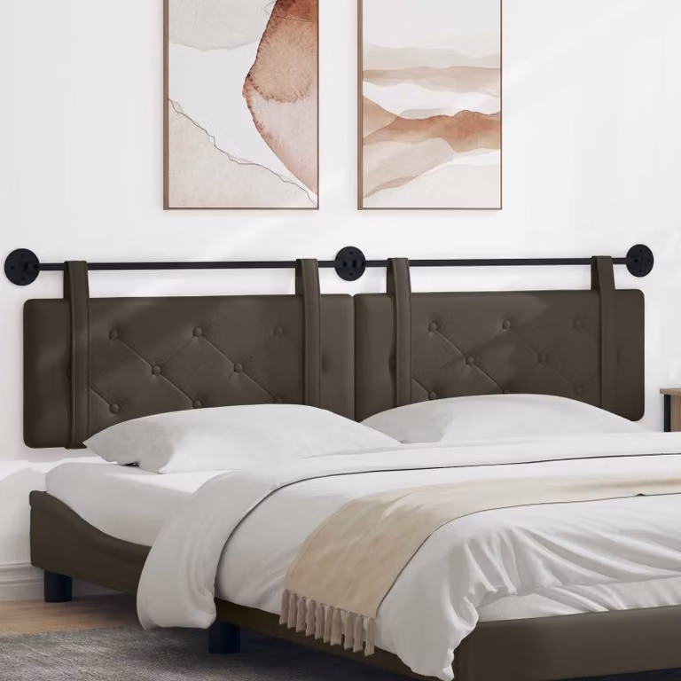 vidaXL Testiera per letto sospesa in similpelle grigia con pannello imbottito in MDF
