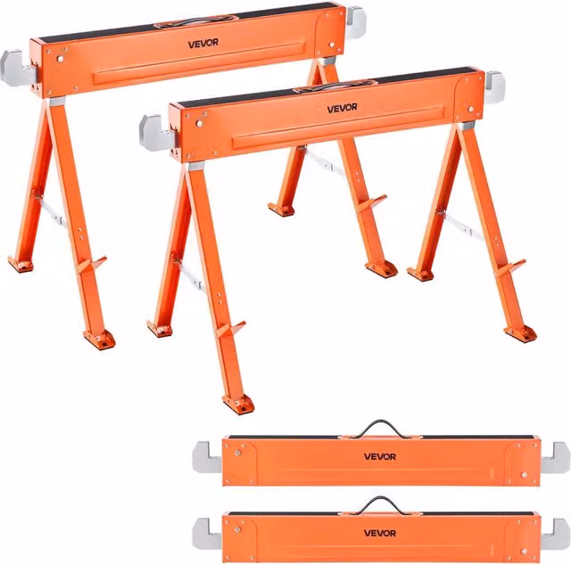 Set da 2 Cavalletti da Lavoro Pieghevoli SL-T01001 Robusti Portatili Capacita 600 kg per Fai da Te e Officina
