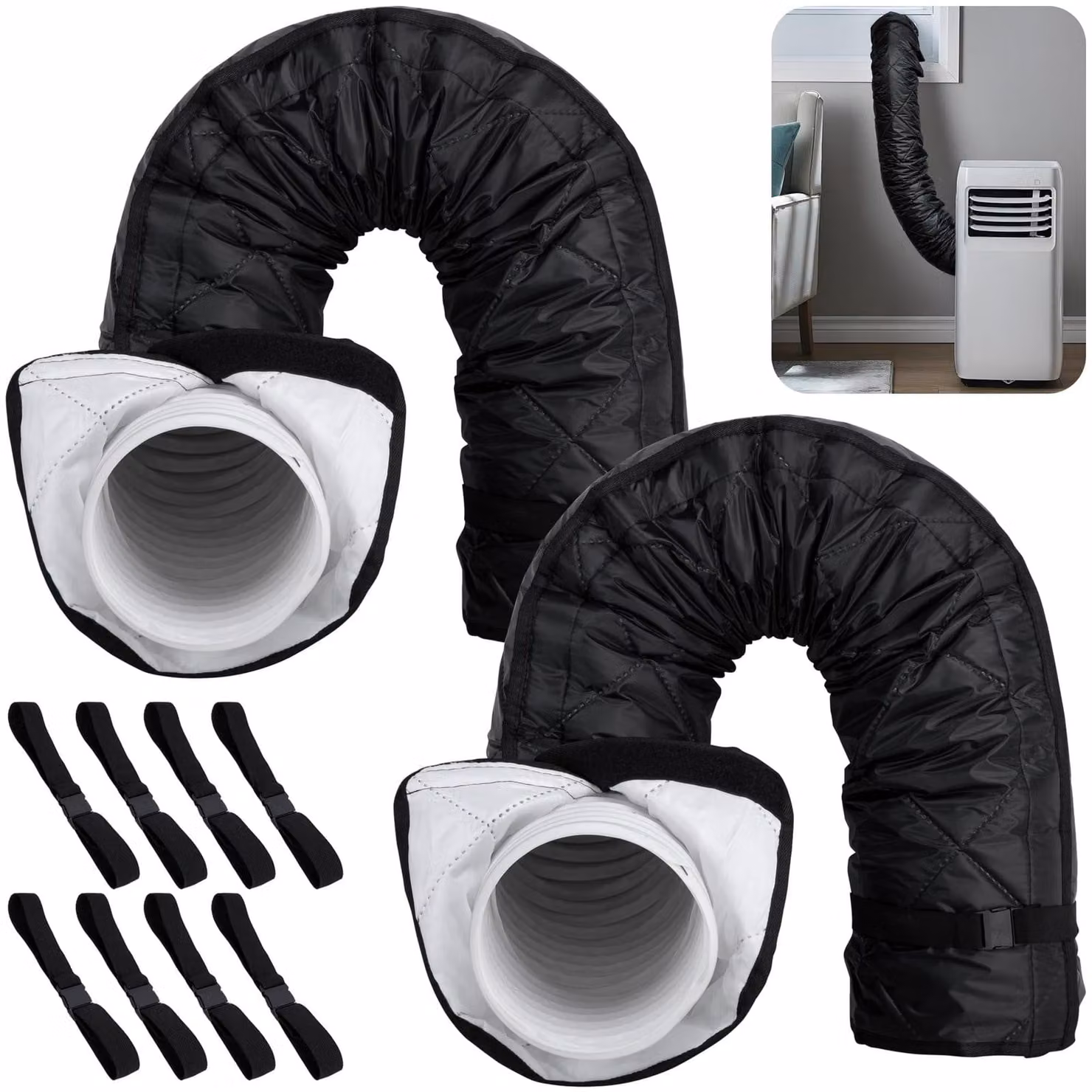 Copertura tubo condizionatore - Isolante - Nero - 150 cm - Diametro 15 cm - 2 pezzi