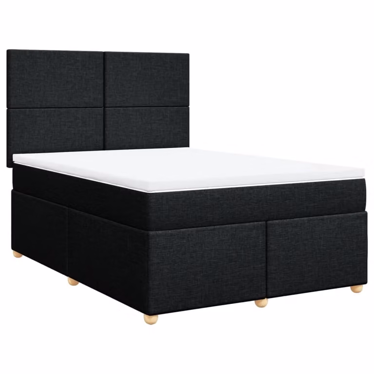 Giroletto a Molle con Materasso Nero 140x200 cm in Tessuto