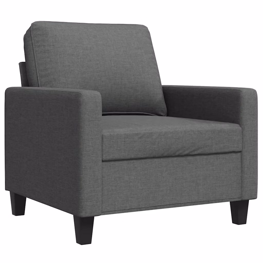 Poltrona moderna in tessuto grigio con struttura in metallo e braccioli per il tuo soggiorno L 77 cm x P 80 cm x H 78 cm – 2