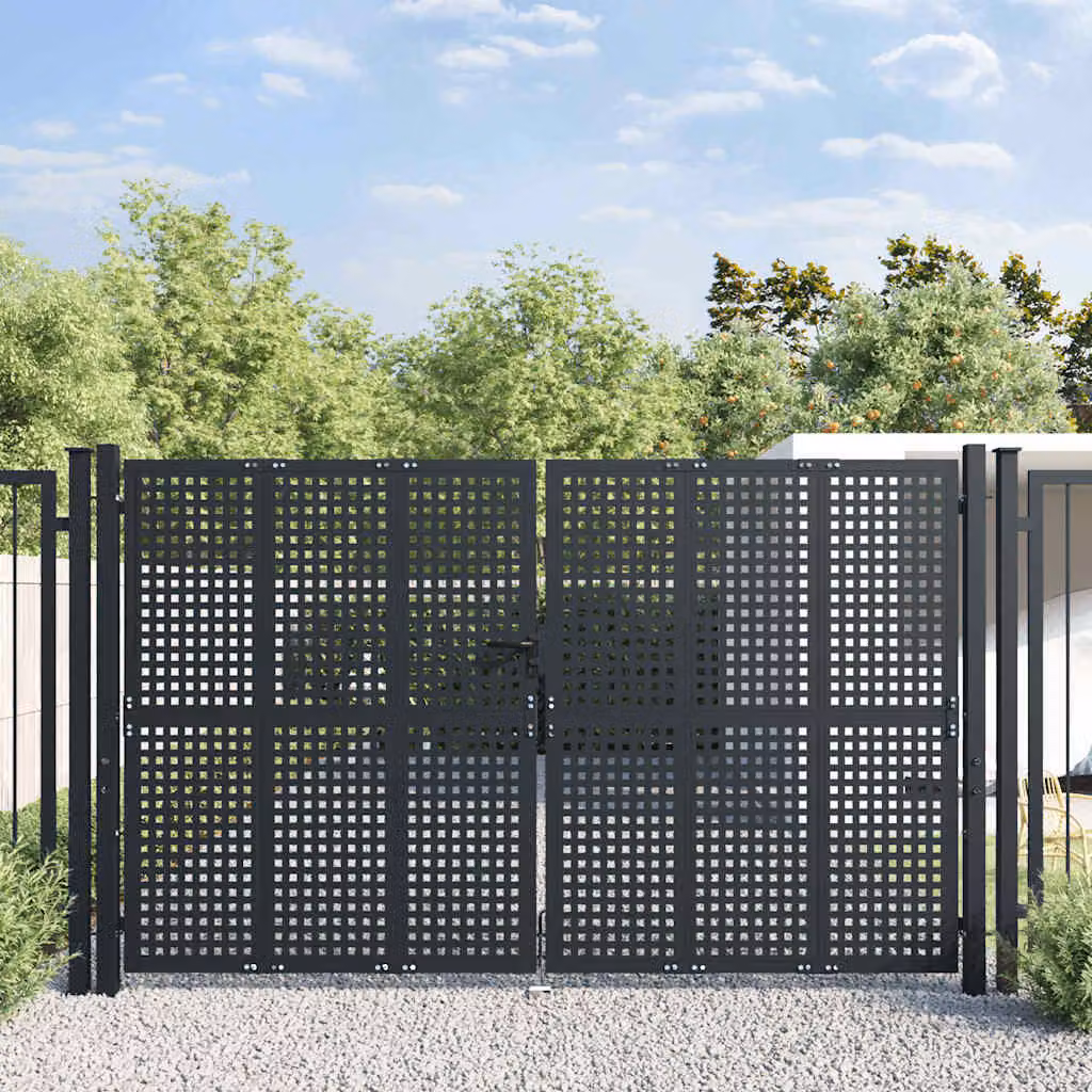 Cancello da giardino doppio vidaXL in acciaio antracite L: 300 cm, H: 200 cm