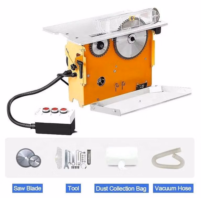 WT20 - Sega circolare da banco e sega a disco - Sistema antipolvere - Guida scorrevole - Tagli di precisione - Macchina multifunzionale per la lavorazione del legno - 220V