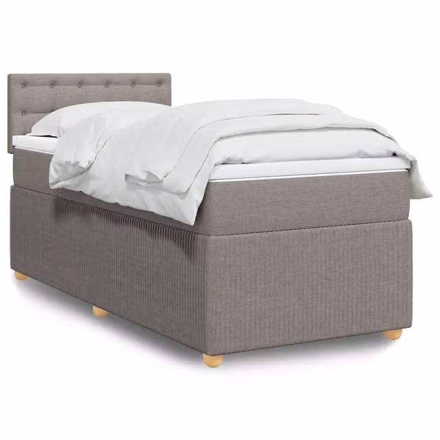 Letto Ibrido con Giroletto a Molle e Materasso vidaXL, Colore Tortora, L/P/H: 90 x 200 cm