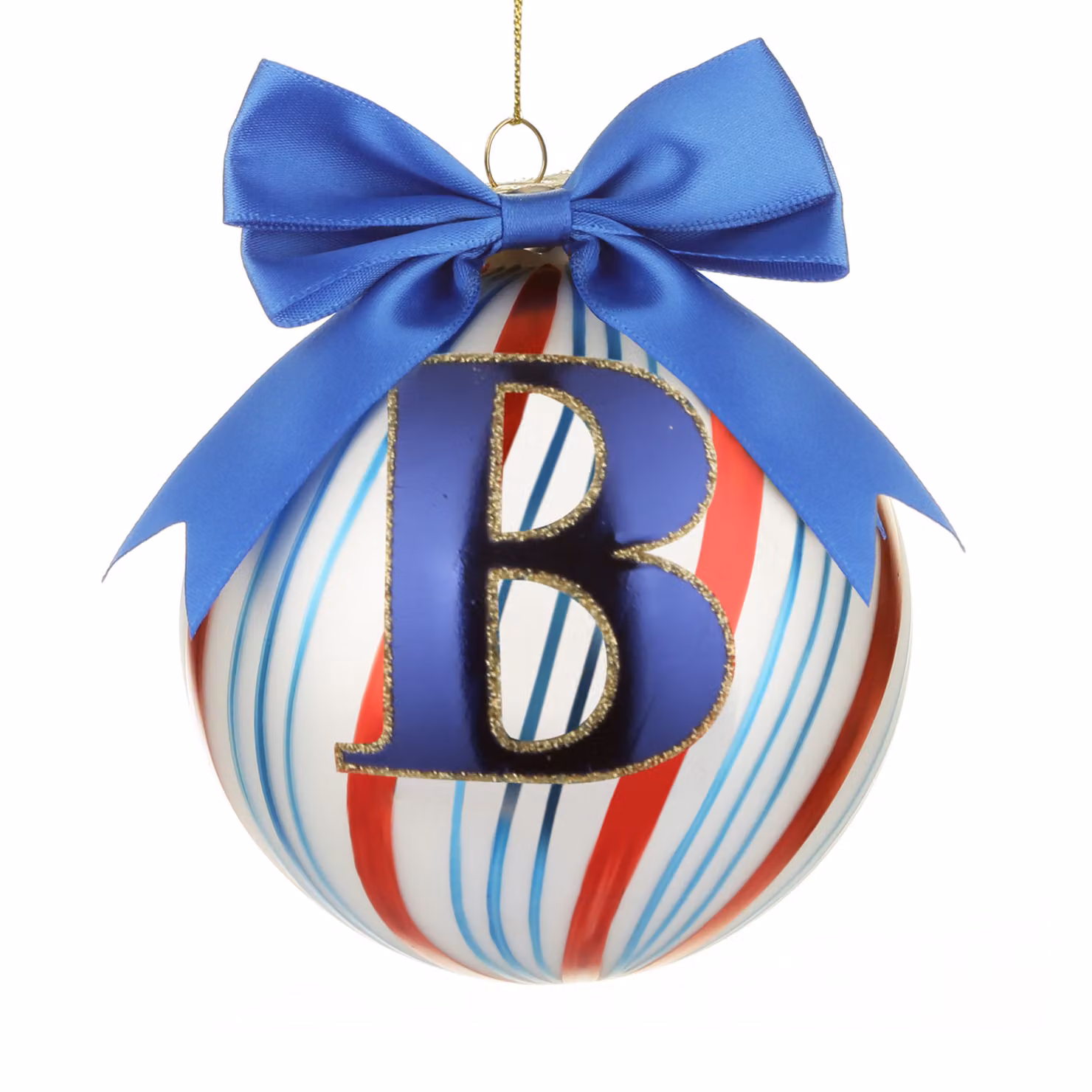 Pallina di Natale Circus Kasanova con lettera B, blu e multicolore, diametro: 10 cm – 2
