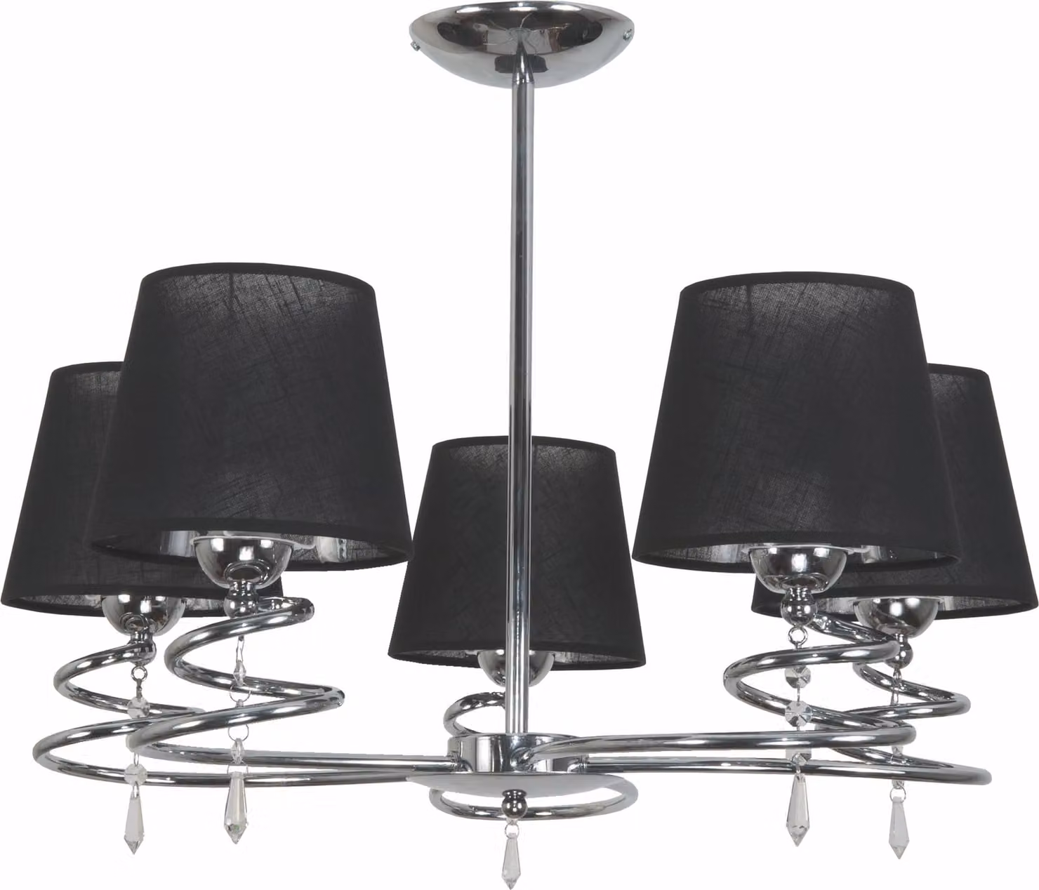 Lampada da soffitto cromata con cristalli, paralume nero QUEEN NEGRO II 12-680