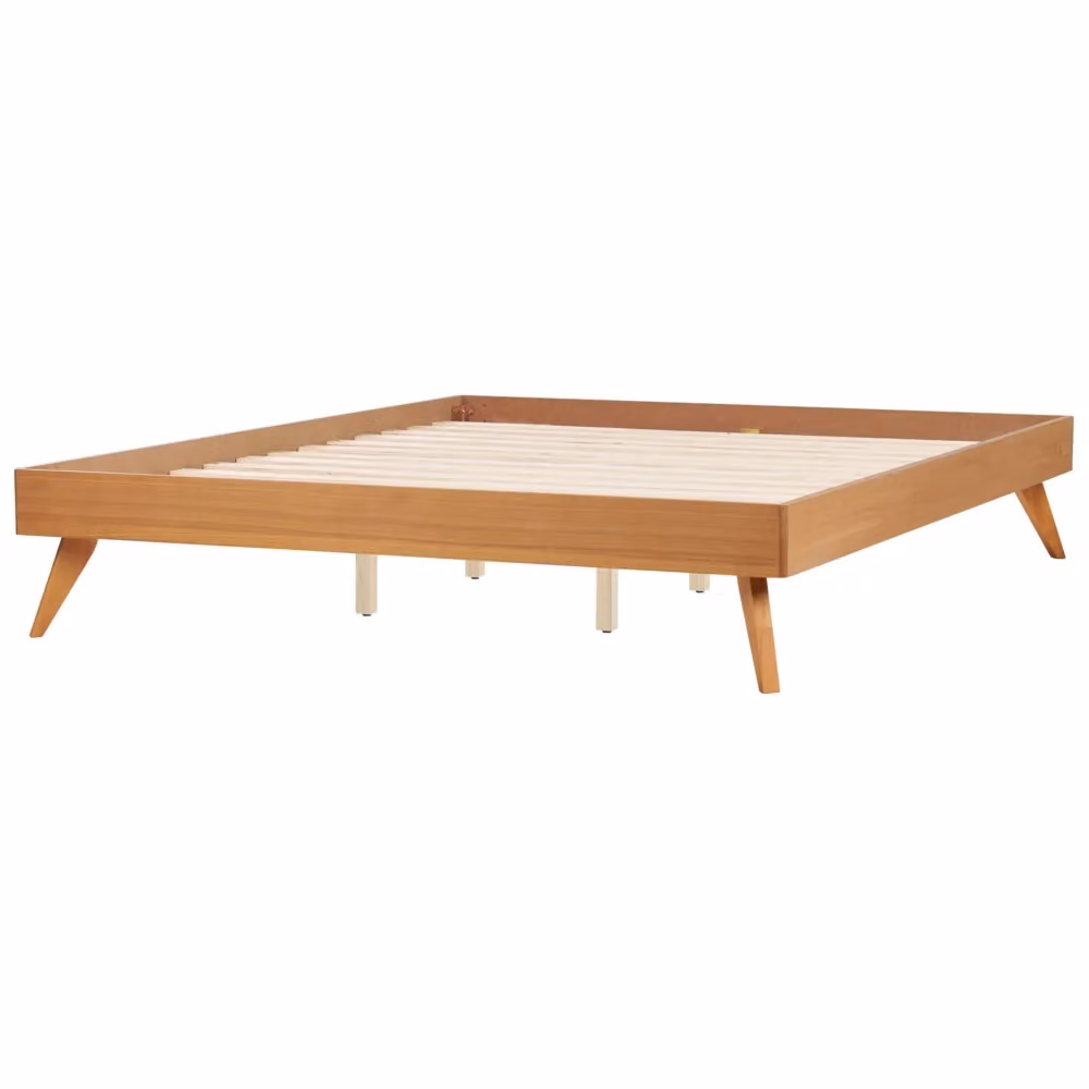 Letto Beliani in frassino naturale marrone con rete a doghe in stile scandinavo L/P: 180 x 200 cm – 2