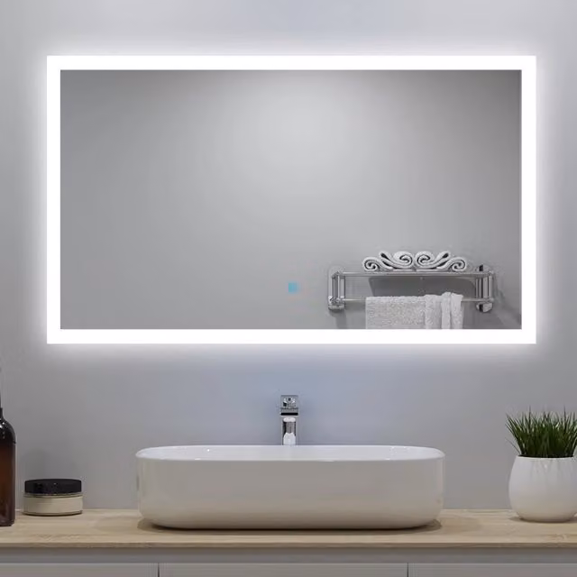 Aica LED Specchio da bagno 120×70 cm + luminosità regolabile a 3 colori + antiappannamento
