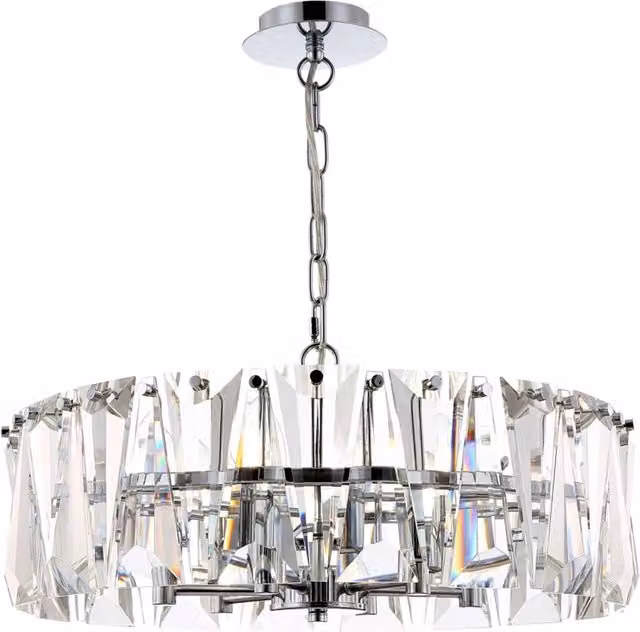 Lampadario a sospensione Maytoni Puntes in cristallo e metallo cromo con 6 lampadine E14