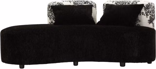 Divano due posti moderno KENDRA HOME con rivestimento in tessuto bicolore bianco e nero e design astratto – 1