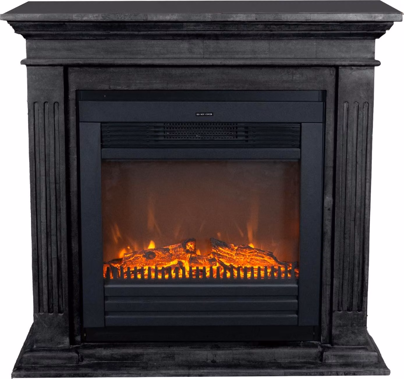 Caminetto elettrico Xaralyn - Cadiz ELU-SBU - pietra naturale nera - 1400 Watt di riscaldamento - con telecomando - caminetto da incasso incluso - caminetto decorativo