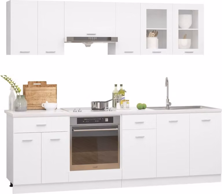 Set Armadi da Cucina 8 pz Lyon Bianco in Legno Multistrato