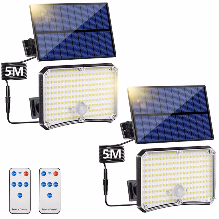 Lampada solare da esterno con sensore di movimento, set da 2, LED, grado di protezione IP65, colore nero