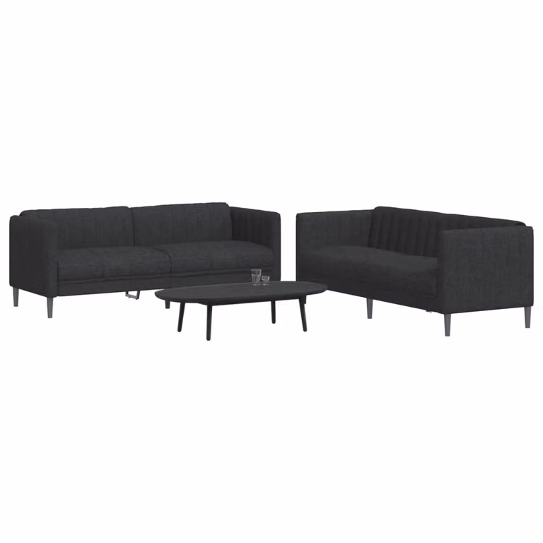 Set di 2 divani moderni vidaXL in tessuto nero per soggiorno