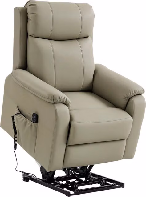 Poltrona Elettrica Reclinabile Alzapersona Massaggiante ¨C Zephmum ¨C Pelle Finta Crema
