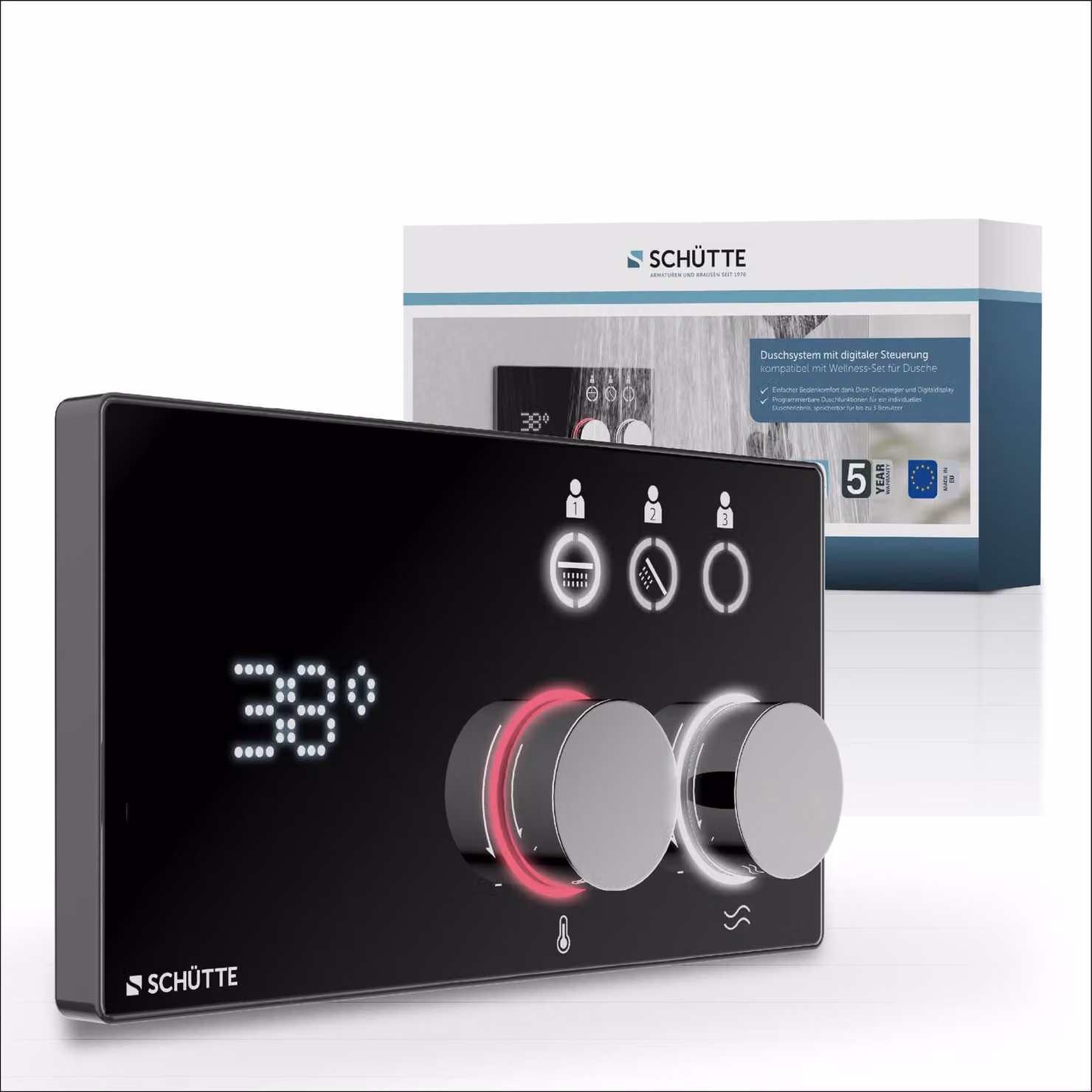 Sistema doccia digitale SCHÜTTE AQUADOT, cromo/nero opaco, con Smart Control