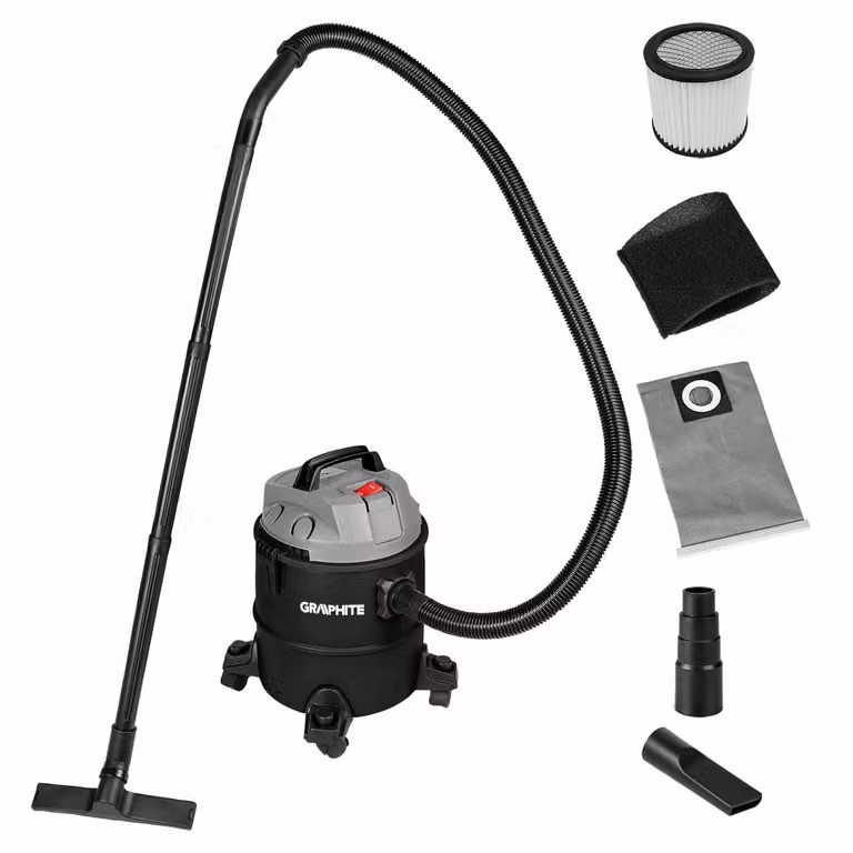 Aspirapolvere a umido e a secco GRAPHITE (1200 watt, volume contenitore 20 litri, in confezione) - con filtro a schiuma, HEPA - tubo di aspirazione: 2 m