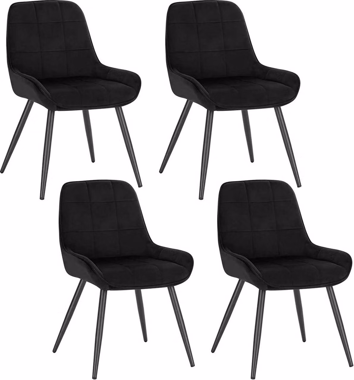 WOLTU set di 4 sedie da pranzo imbottite sedia d'accento in velluto con schienale nero