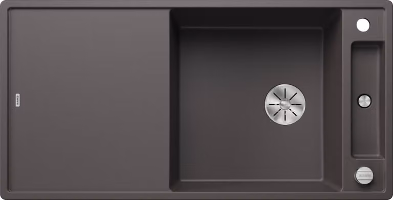BLANCO AXIA III XL 6 S, SILGRANIT® PuraDur®, grigio roccia, reversibile, con comando di scarico a distanza, incluso tagliere in legno