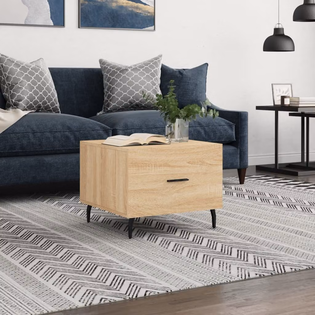 The Living Store tavolino in rovere Sonoma 50x50x40 cm materiale a base di legno