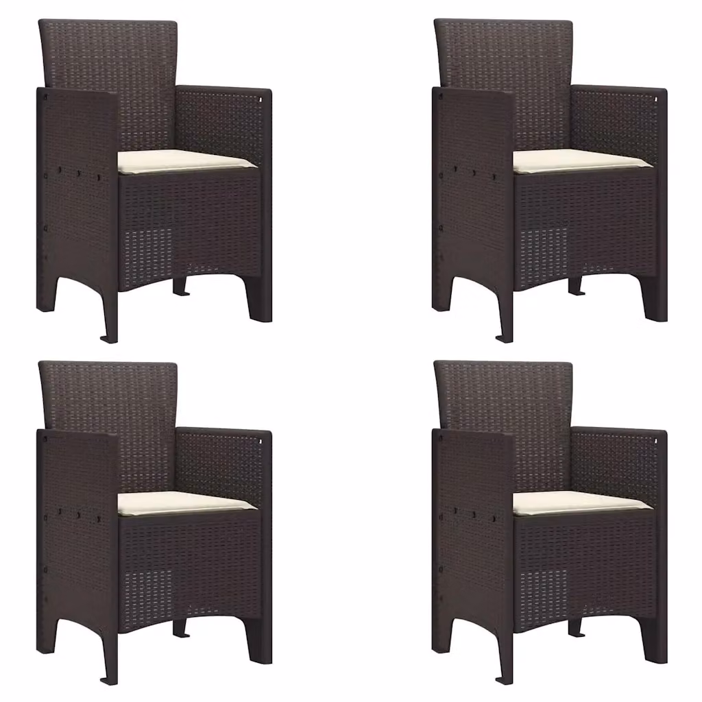 Set di 4 sedie da giardino vidaXL con braccioli in rattan sintetico e cuscini, colore marrone, resistenti alle intemperie e ai raggi UV