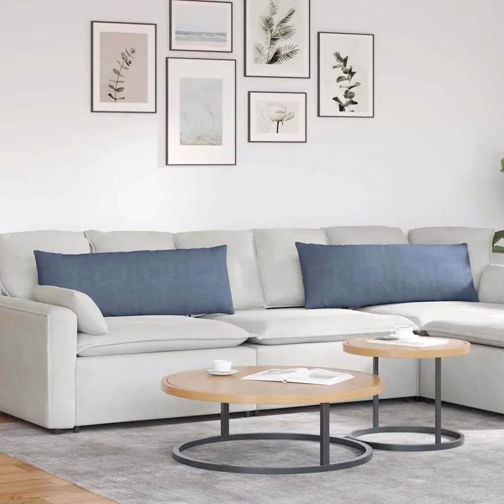 Set di 2 cuscini da divano vidaXL in tessuto di velluto a coste blu, L 120 cm x P 40 cm x H 40 cm