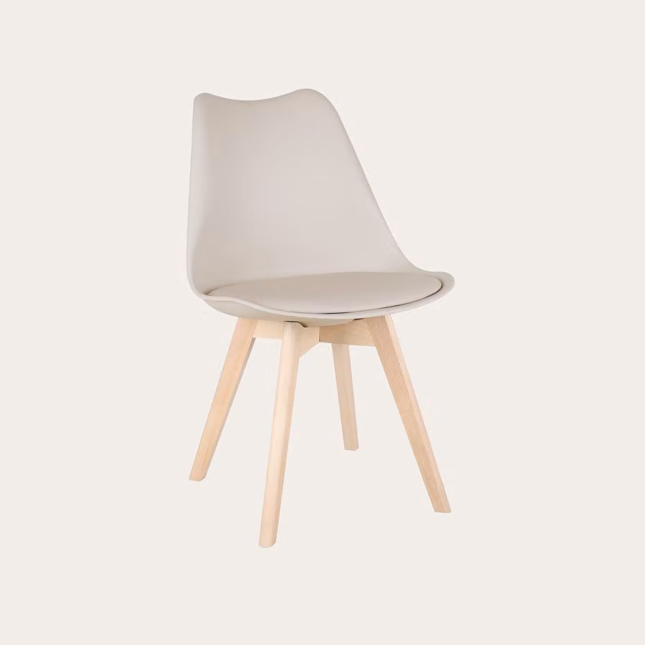 Sedia scandinava Banak in tessuto beige e legno per cucina o ufficio – 2