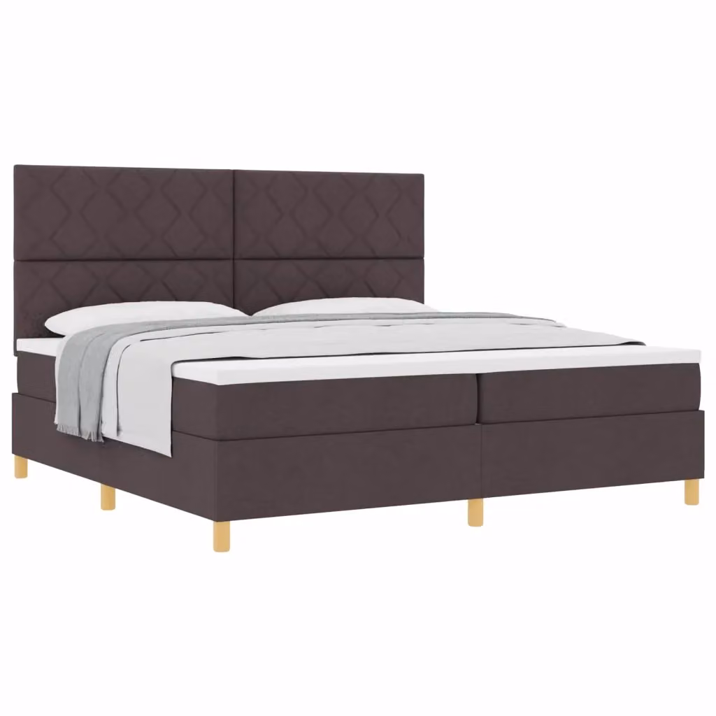 Letto a molle con testiera vidaXL in tessuto marrone con molle a tasche L: 200 cm, P: 200 cm, H: 280 cm – 2