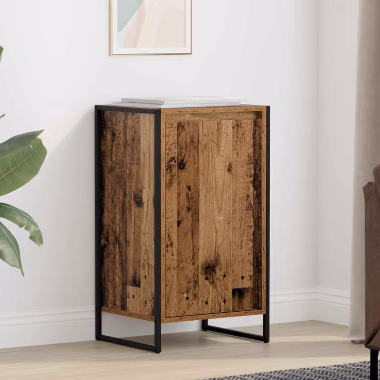 Credenza in stile industriale vidaXL in legno vecchio e metallo, colore marrone, L 43 cm x P 36 cm x H 75,5 cm