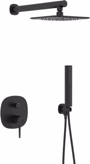 Set doccia – nero opaco, soffione, braccio doccia e miscelatore doccia