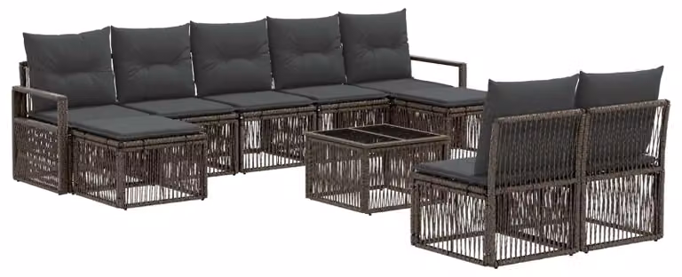 Set Divano da Giardino 10 pcs Grigio polyrattan