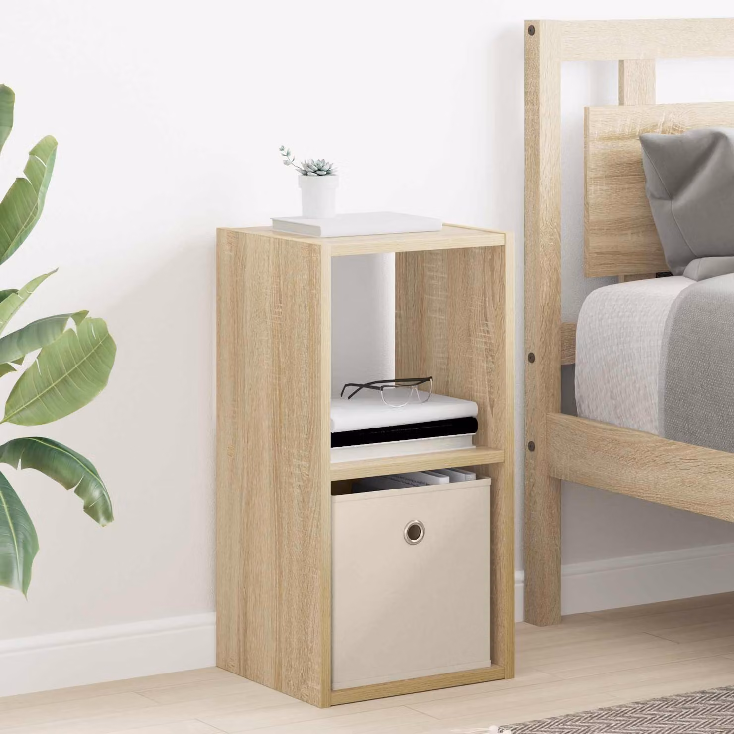Comodino vidaXL in Rovere Sonoma e Legno MDF, Colore Beige/Marrone, L 30,5 cm x P 27 cm x H 59,5 cm