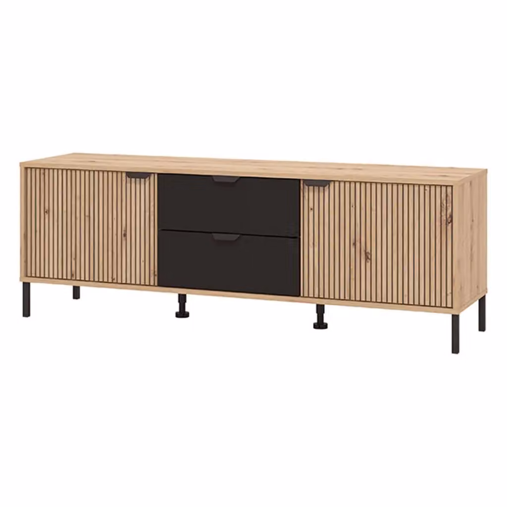 Mobile porta TV DMORA Raiano con 2 cassetti in legno marrone rovere, L 157 cm x P 40 cm x H 54,5 cm – 2