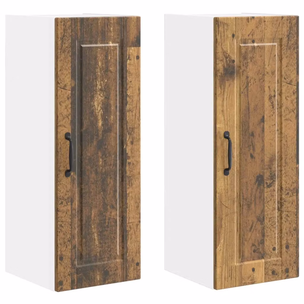 Set di 2 pensili da cucina vidaXL in legno effetto antico marrone con ante a battente, L/P/H: 30 x 31 x 80 cm – 2