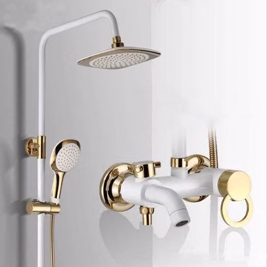 Accessori per cucina e bagno, soffione, doccia, acciaio inossidabile, bianco, doccetta, sistema doccia per vasca, soffione con getto a pioggia, sistema doccia per vasca, acciaio inossidabile, bianco