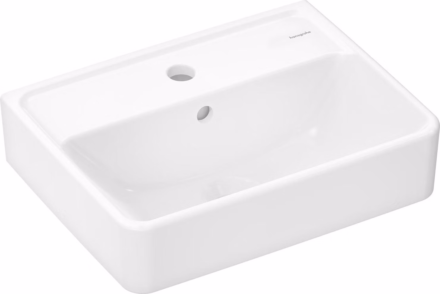 hansgrohe Xanuia Q lave-mains, 1 trou de robinetterie, avec trop-plein, 450x340mm, blanc, SmartClean, 61007450, 61007450