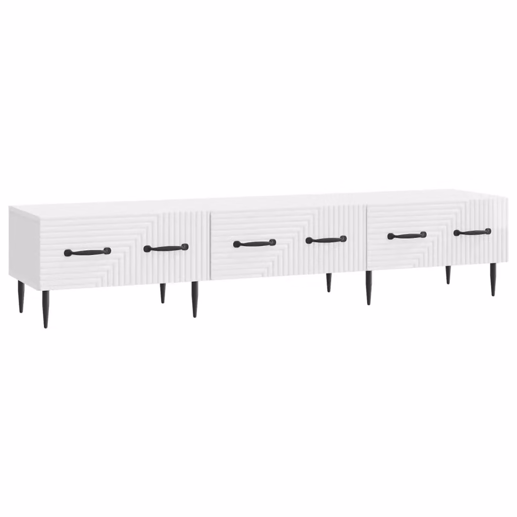 Mobile TV moderno in legno MDF bianco lucido L 147 x P 34,5 x H 30 cm – 2