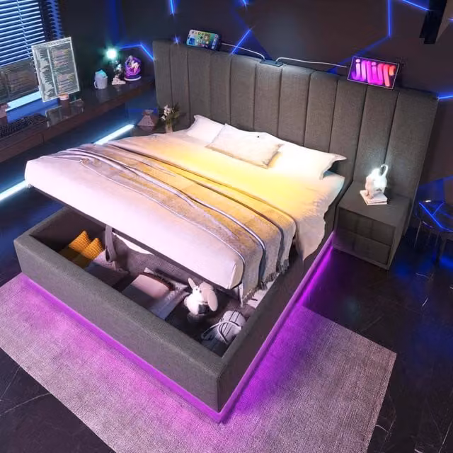 letto imbottito lino grigio 180 x 200 cm